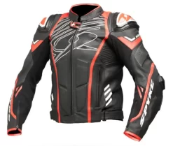 Giacca Moto Pelle Spyke ARAGON EVO Nero Rosso Fluo