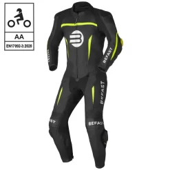 Tuta Moto Pelle Intera Befast SENTUL CE Nero Giallo