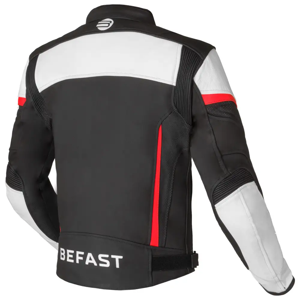 Giacca Moto Pelle Racing Befast PORTIMAO CE Nero Bianco Rosso 2 Giacca Moto Pelle Racing Befast PORTIMAO CE Nero Bianco Rosso - immagine 2