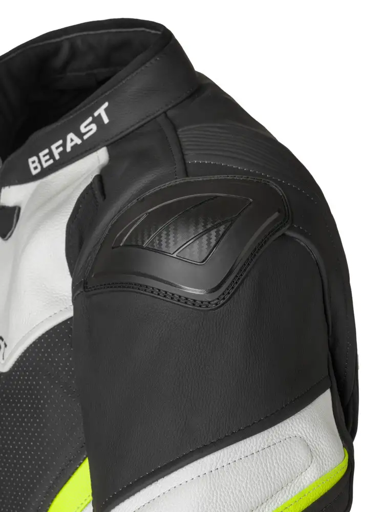 Giacca Moto Pelle Racing Befast INTERLAGOS CE Nero Bianco Giallo 3 Giacca Moto Pelle Racing Befast INTERLAGOS CE Nero Bianco Giallo - immagine 3