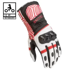 Guanti Moto Pelle Racing Befast SENTUL CE Nero Bianco Rosso