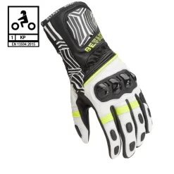 Guanti Moto Pelle Racing Befast SENTUL CE Nero Bianco Giallo