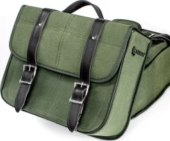 Coppia Borse Laterali Carburo Racer Canvas Verde Militare 34 Litri -Accessori Moto carburo 0001216080 4 26 102