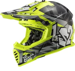Casco Cross Bambino LS2 MX437 FAST EVO MINI CRUSHER Nero Giallo