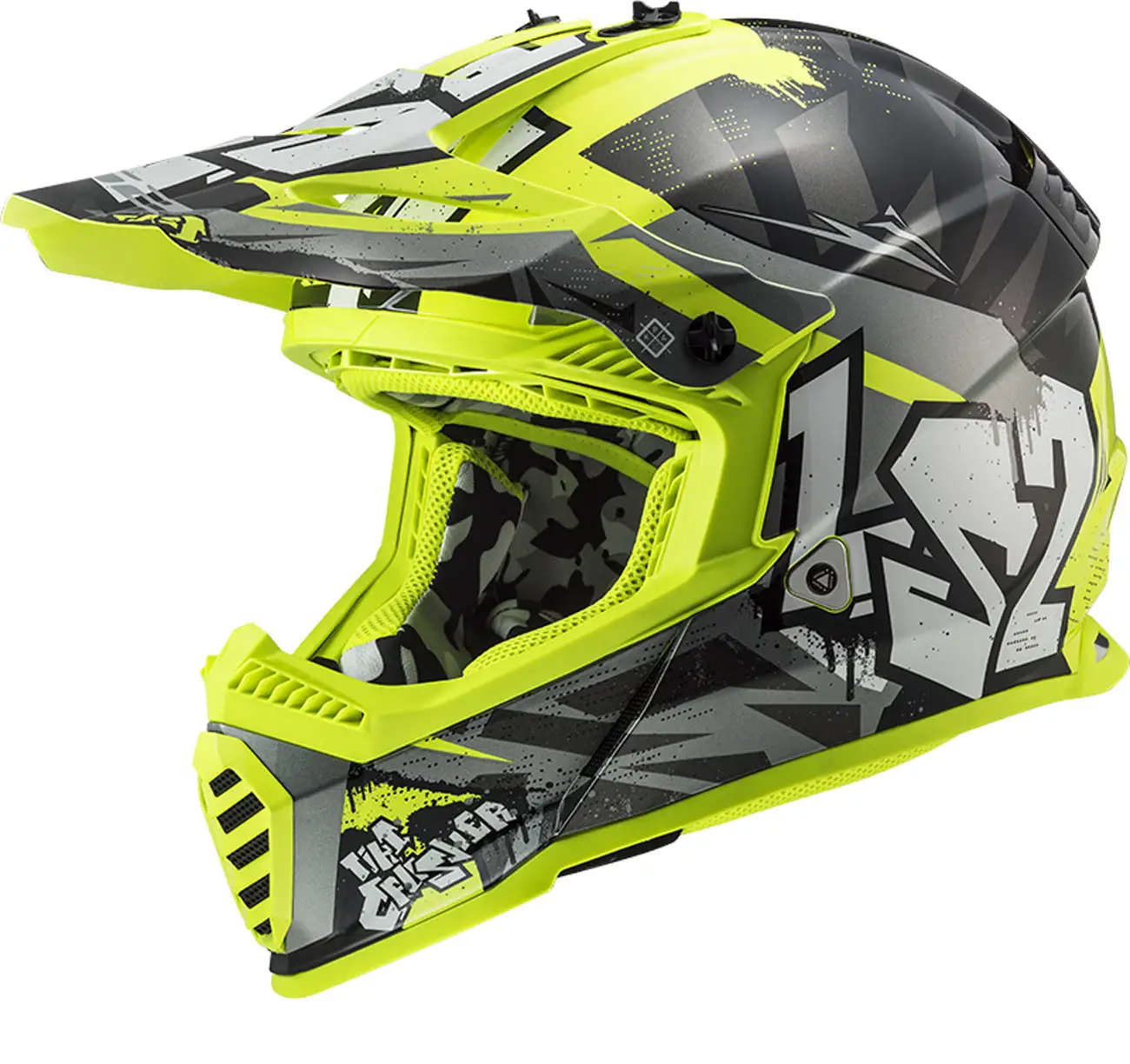 Casco Cross Bambino LS2 MX437 FAST EVO MINI CRUSHER Nero Giallo