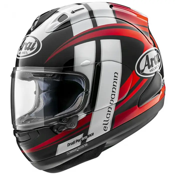 Casco Integrale Arai RX-7 V EVO TT ISLE OF MAN 2022 In Fibra Nero Bianco Rosso