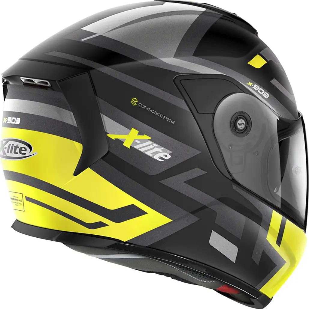 Casco Integrale X-Lite X-903 IMPETUS N-COM Nero Opaco Giallo Con Chiusura Micrometrica 3 Casco Integrale X-Lite X-903 IMPETUS N-COM Nero Opaco Giallo Con Chiusura Micrometrica - immagine 3