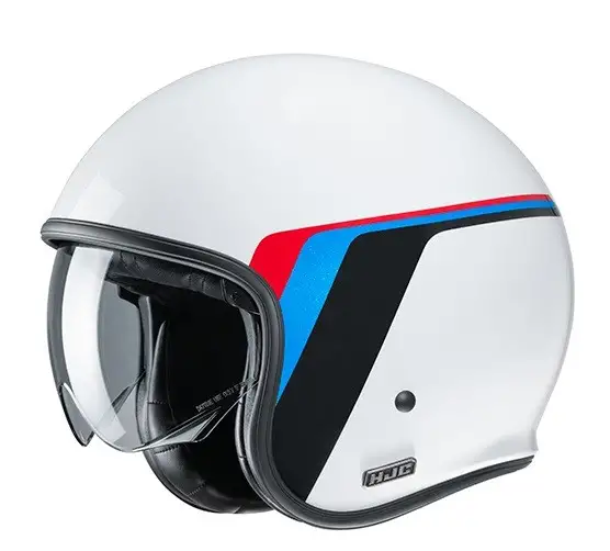Casco Jet HJC V30 Osor In Fibra MC10 Bianco Nero Blu Rosso