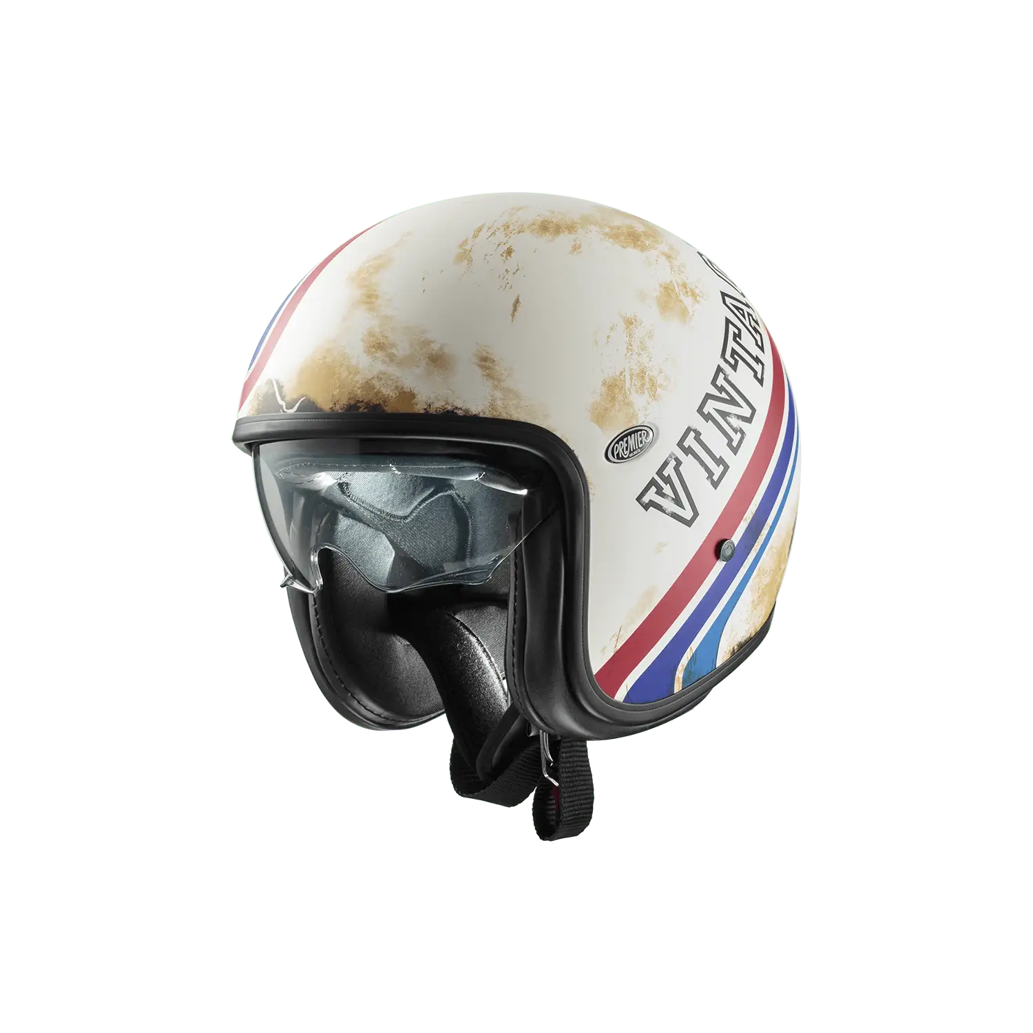 Premier® Casco Jet Premier VINTAGE BTR 12 BM 22.06 In Fibra Bianco Rosso Blu - immagine 2