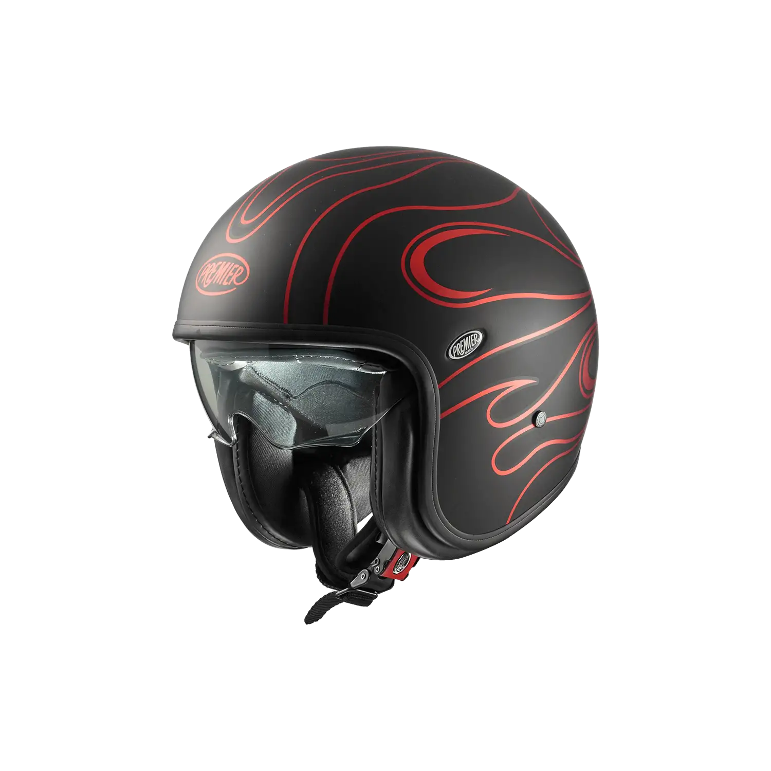 Premier® Casco Jet Premier VINTAGE FR RED CHROMED BM 22.06 In Fibra Nero Rosso