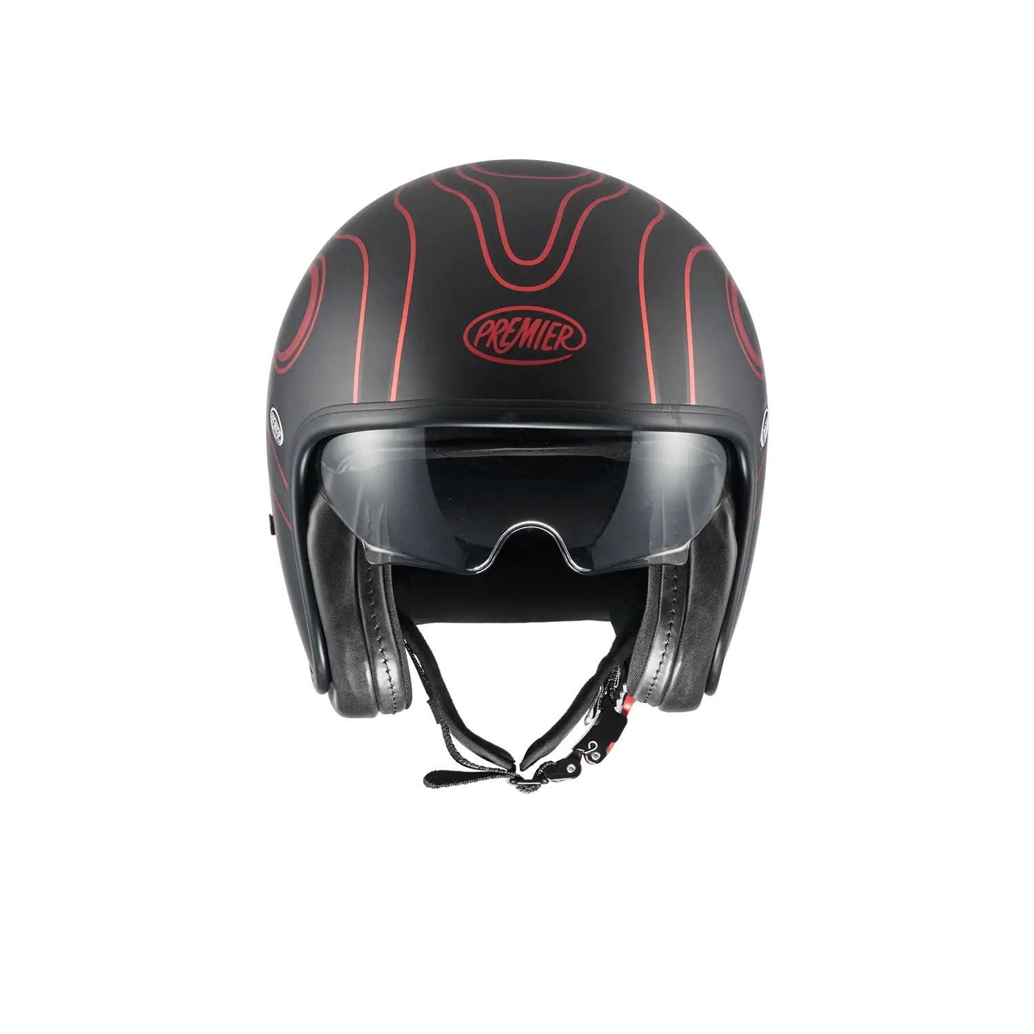 Premier® Casco Jet Premier VINTAGE FR RED CHROMED BM 22.06 In Fibra Nero Rosso - immagine 2