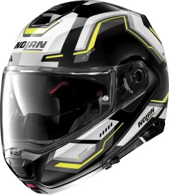 Casco Modulare Nolan N100-5 UPWIND N-COM Nero Lucido Giallo