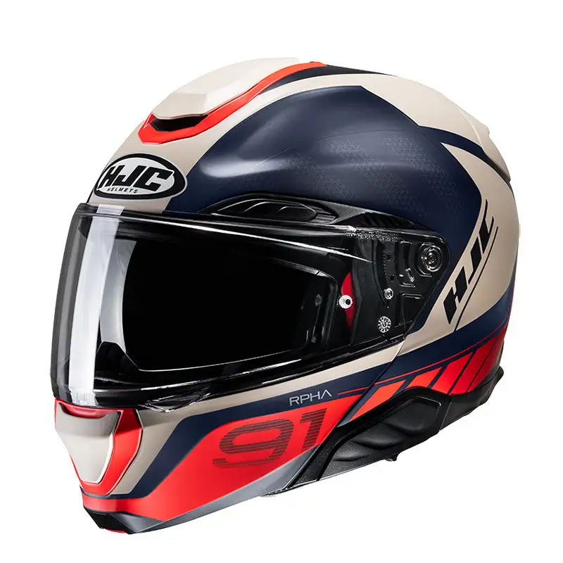 Casco Modulare Hjc RPHA91 RAFINO Rosso Blu Beige 1 Casco Modulare Hjc RPHA91 RAFINO Rosso Blu Beige