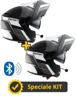 Kit Coppia Connect Nero Bianco - 2 Caschi Modulari Befast Connect Con Interfono Integrato