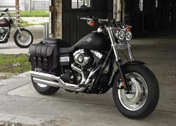 Coppia Borse Laterali Carburo Trinity Nero 32 Litri -Accessori Moto coppia borse pelle custom vand trinity bag 3 1