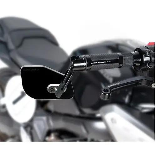 Coppia Specchietti Retrovisori Omologati Barracuda SKIN-Z BAR END B-LUX Nero - immagine 2