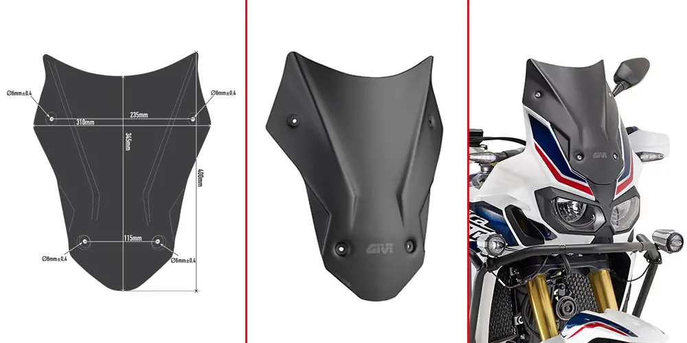 Cupolino Nero Opaco Givi D1144BO Specifico Per HONDA CRF1000L Africa Twin