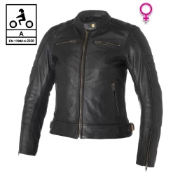 Giacca Moto Donna Pelle Estiva Carburo SOLARIS LADY CE Certificata Nero