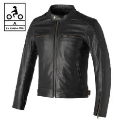 Giacca Moto Pelle Estiva Carburo SOLARIS CE Certificata Nero