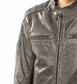 Giacca Moto Pelle Estiva Carburo SOLARIS CE Certificata Marrone -Accessori Moto dettaglio alto shooting carburo solaris marrone