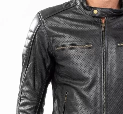 Giacca Moto Pelle Estiva Carburo SOLARIS CE Certificata Nero -Accessori Moto dettaglio altoshooting carburo solaris nero 3