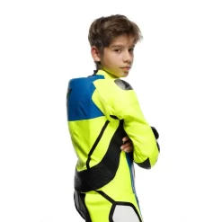 Tuta Minimoto Bambino Pelle Intera Estiva Dainese Gen-Z Junior Traforata Giallo Fluo Azzurro Nero -Accessori Moto gen z junior leather 1pc suit perf fluo yellow light blue black 3