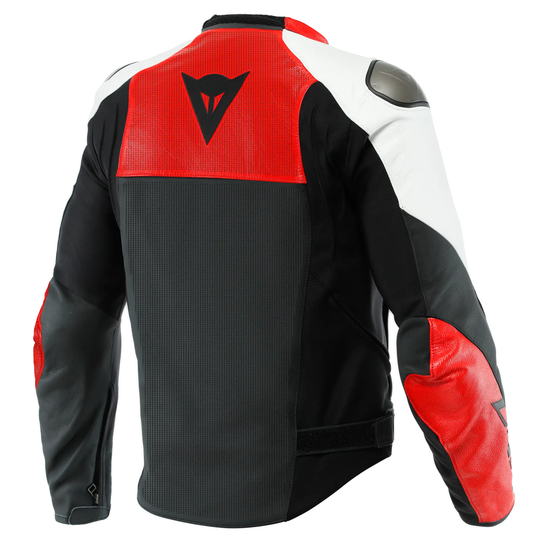 Giacca Moto Pelle Dainese Traforata SPORTIVA Nero Opaco Rosso Lava Bianco - immagine 2