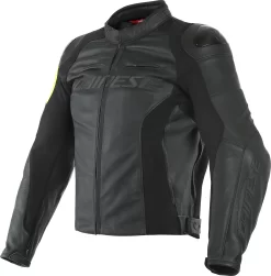 Giacca Moto Pelle Dainese Vr46 Pole Position Nero Giallo Fluo