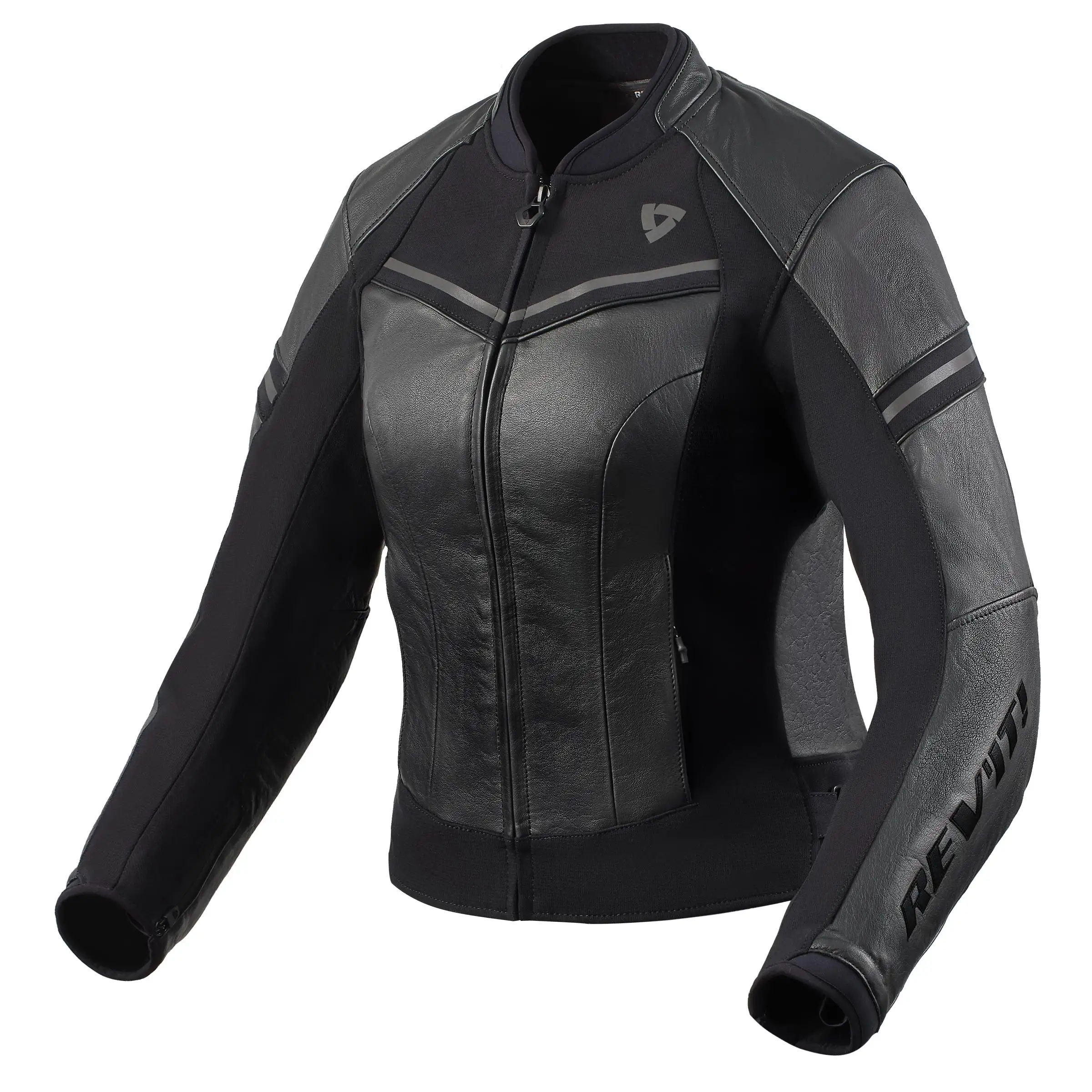 Giacca Moto Pelle Donna Rev'it Median Nero Antracite 1 Giacca Moto Pelle Donna Rev'it Median Nero Antracite