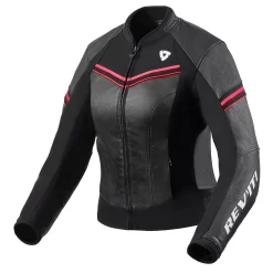 Giacca Moto Pelle Donna Rev'it Median Nero Rosa