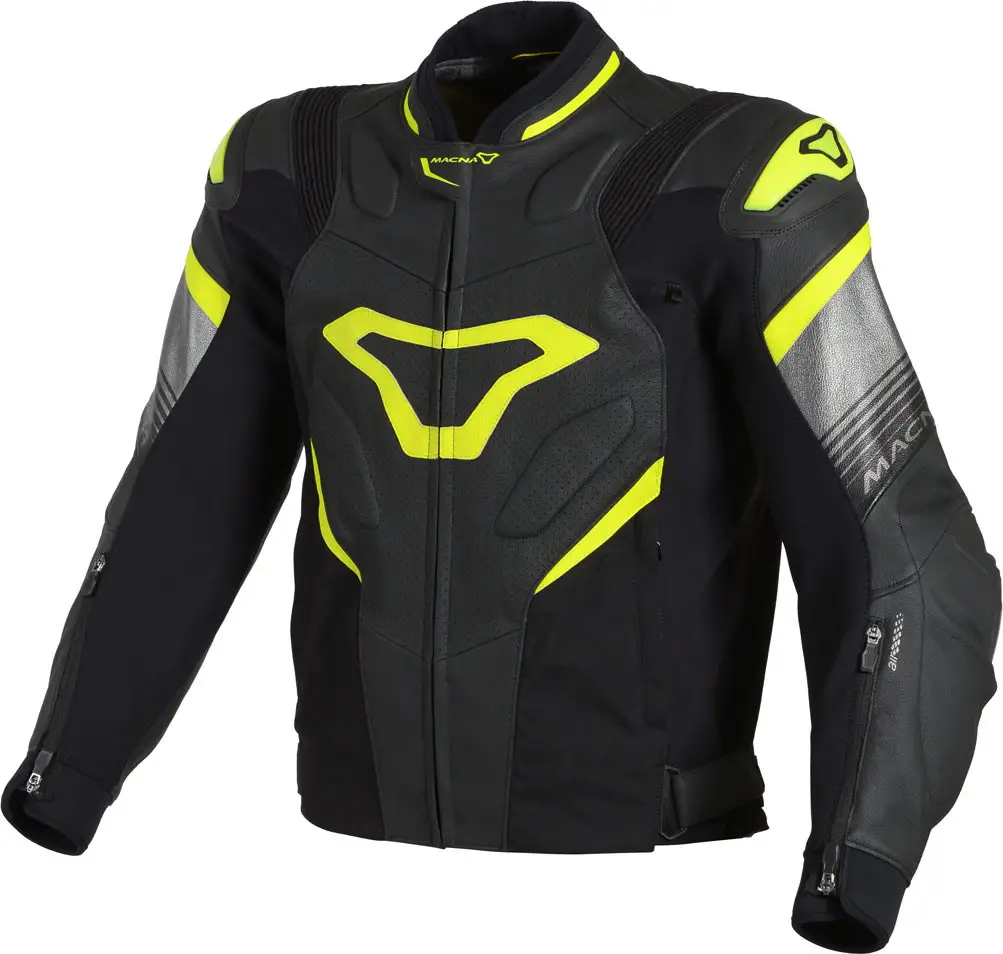 Giacca Moto Pelle Estiva Macna Ripper Nero Neon Giallo 1 Giacca Moto Pelle Estiva Macna Ripper Nero Neon Giallo