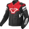Giacca Moto Pelle Racing Macna Tracktix Nero Bianco Rosso