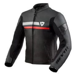 Giacca Moto Pelle Rev'it Mile Nero Rosso