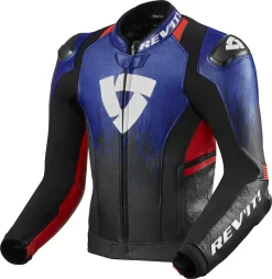 Giacca Moto Pelle Rev'it Quantum 2 Blue Neon Rosso