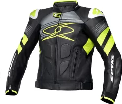 Giacca Moto Pelle Spyke ESTORIL EVO Nero Giallo Fluo