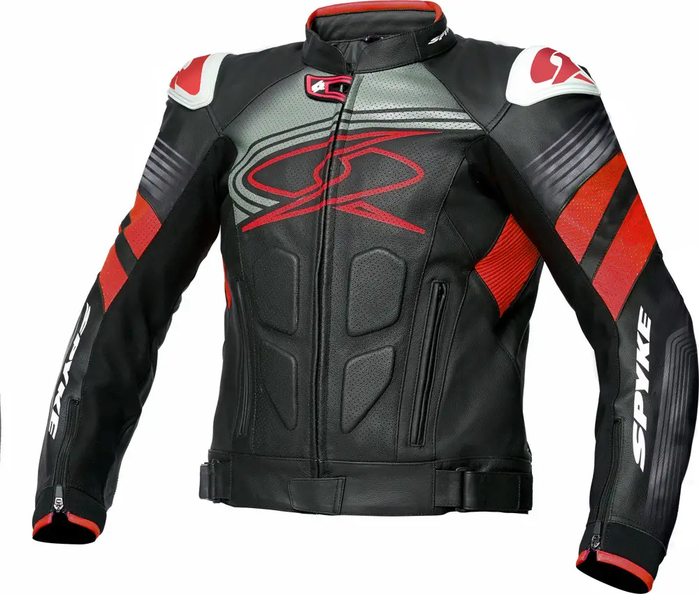 Giacca Moto Pelle Spyke ESTORIL EVO Nero Rosso Fluo 1 Giacca Moto Pelle Spyke ESTORIL EVO Nero Rosso Fluo