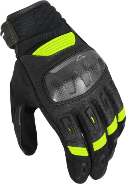 Guanti Moto Pelle E Tessuto Estivi Macna Rime Nero Giallo Fluo