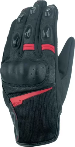 Guanti Moto Pelle E Tessuto Estivi OJ SENSE Nero Rosso