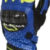 Guanti Moto Pelle Macna Track R Blu Nero Fluo Giallo