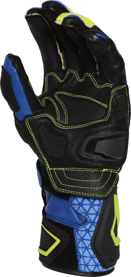 Guanti Moto Pelle Macna Track R Blu Nero Fluo Giallo 2 Guanti Moto Pelle Macna Track R Blu Nero Fluo Giallo - immagine 2