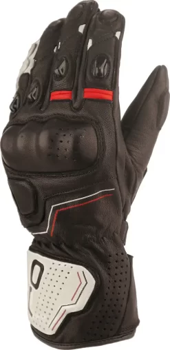 Guanti Moto Pelle OJ SLEEK Nero Bianco Rosso