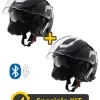 Kit Coppia JET Connect Bianco Nero - 2 Caschi Jet Befast JET Connect Con Interfono Integrato
