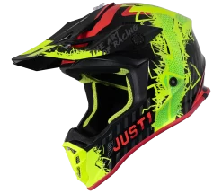 Casco Cross Just1 J38 Mask Giallo Fluo Rosso Nero