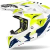 Casco Cross Airoh Aviator 3 Spin Giallo Blu Lucido