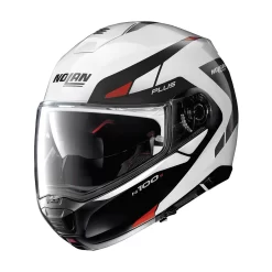 Casco Modulare Nolan N100-5 Plus Milestone N-com Bianco Rosso
