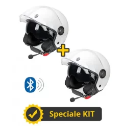 Kit Coppia Rapid Connect III Bianco - 2 Caschi Jet Befast Con Interfono Integrato