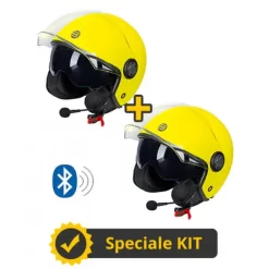 Kit Coppia Rapid Connect III Giallo Fluo Opaco - 2 Caschi Jet Befast Con Interfono Integrato