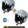 Kit Coppia Rapid Connect Grigio Opaco - 2 Caschi Jet Befast Con Interfono Integrato