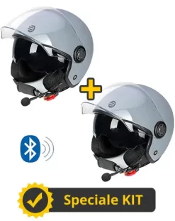 Kit Coppia Rapid Connect Grigio Opaco - 2 Caschi Jet Befast Con Interfono Integrato