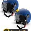 Kit Coppia Rapid II Blu Opaco - 2 Caschi Jet Befast Doppia Visiera